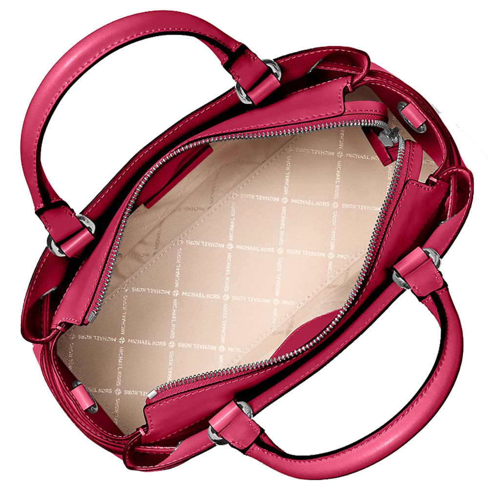 Michael Kors Reed Large Pebbled Leather Satchel Dark Raspberry # 35F4S6RS3T