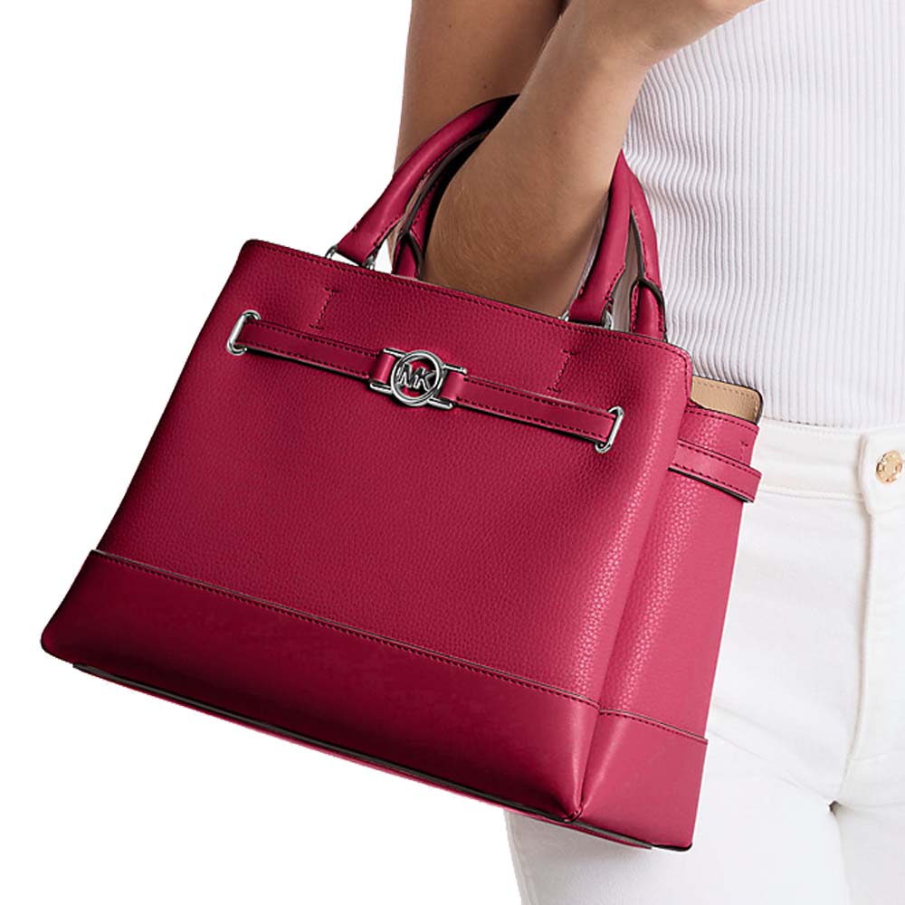 Michael Kors Reed Large Pebbled Leather Satchel Dark Raspberry # 35F4S6RS3T