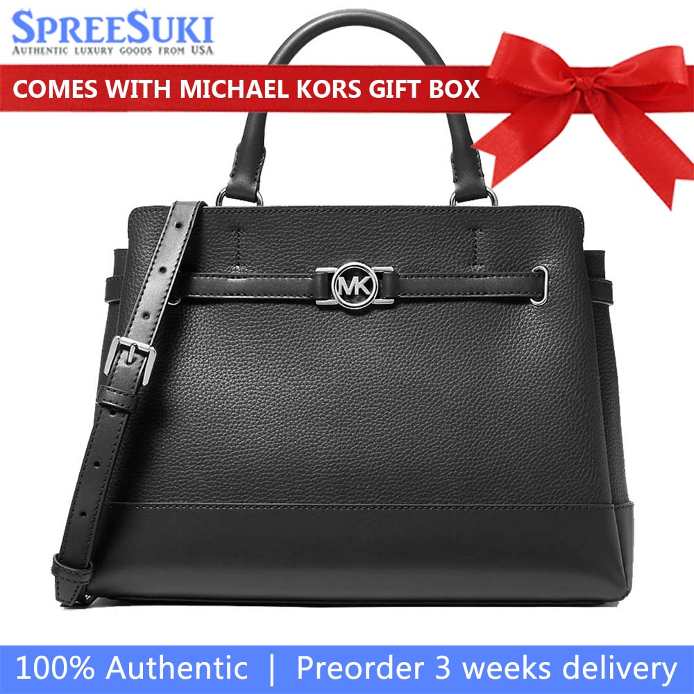 Michael Kors Reed Large Pebbled Leather Satchel Black # 35F4S6RS3T