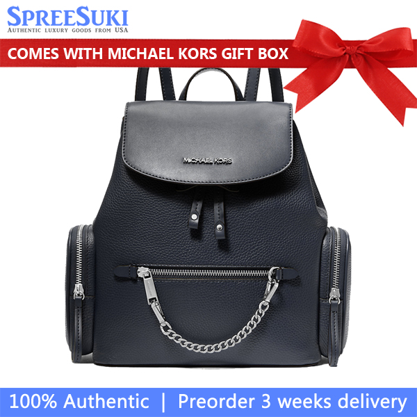 Michael Kors Jet Set Medium Pebbled Leather Backpack Navy # 35F1STTB6L