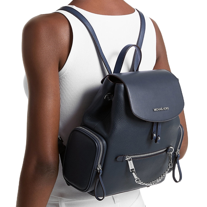 Michael Kors Jet Set Medium Pebbled Leather Backpack Navy # 35F1STTB6L