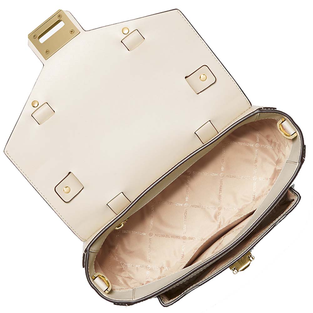 Michael Kors Manhattan Medium Leather And Logo Satchel Powder Blush Multi # 35F1GNCS6V