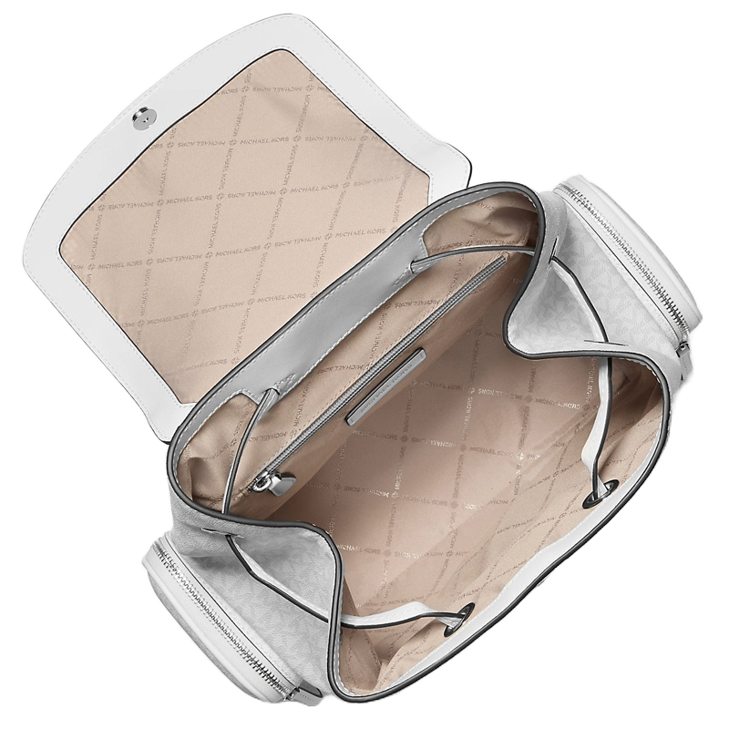 Michael Kors Jet Set Large Signature Logo Backpack Optic White # 35R5STTB3V