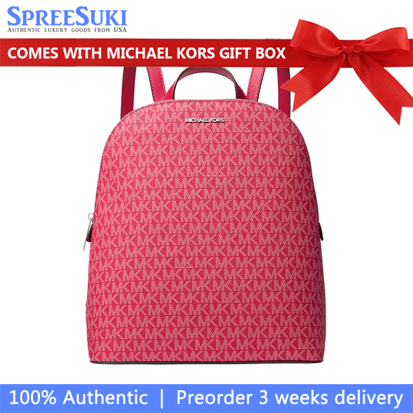 Michael Kors Cindy Large Signature Logo Backpack Dk Raspberry # 35T5SCPC3V