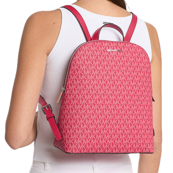 Michael Kors Cindy Large Signature Logo Backpack Dk Raspberry # 35T5SCPC3V