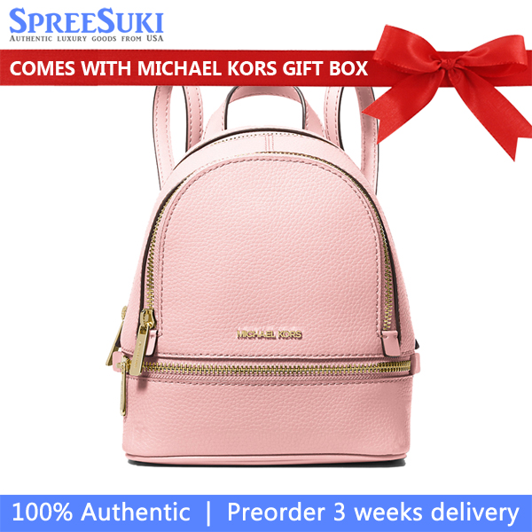 Michael Kors Rhea Extra-Small Pebbled Leather Backpack Powder Blush # 35T5GRAB0L
