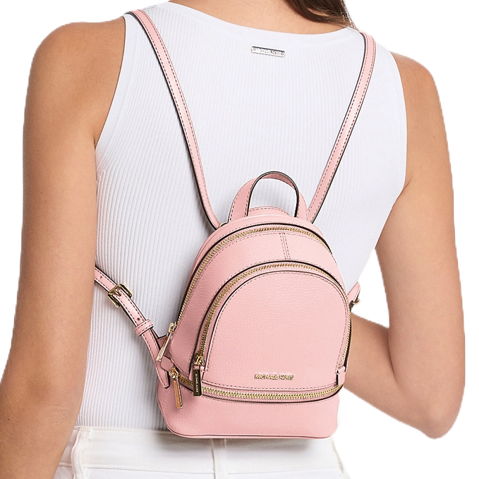 Michael Kors Rhea Extra-Small Pebbled Leather Backpack Powder Blush # 35T5GRAB0L