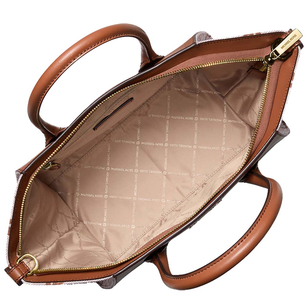 Michael Kors Avril Large Leather And Logo Jacquard Satchel Luggage # 35S5G4VS3L