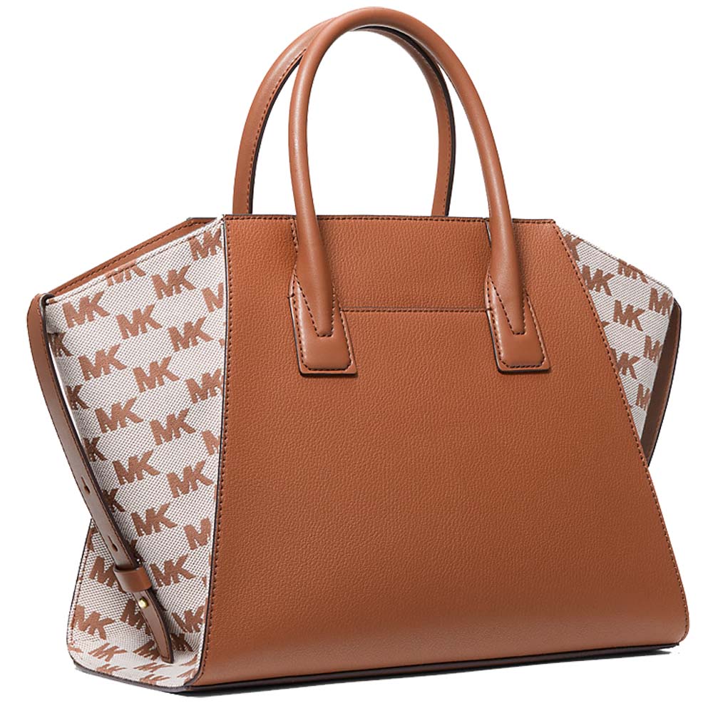 Michael Kors Avril Large Leather And Logo Jacquard Satchel Luggage # 35S5G4VS3L