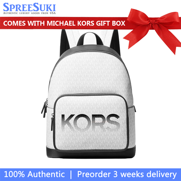 Michael Kors Cooper Signature Logo Backpack Black White # 37F4LCOB8B