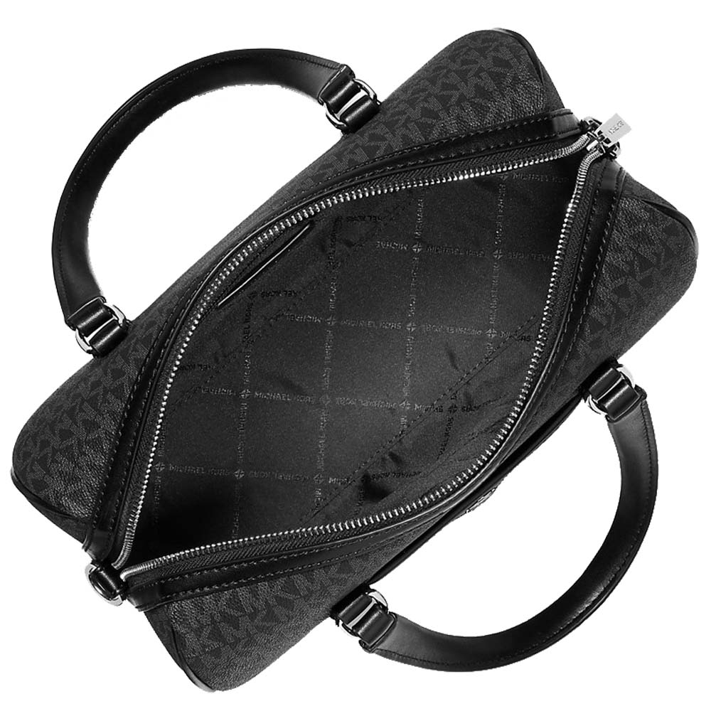 Michael Kors Jet Set Travenuel Medium Signature Logo Satchel Black # 35S4STFS8B