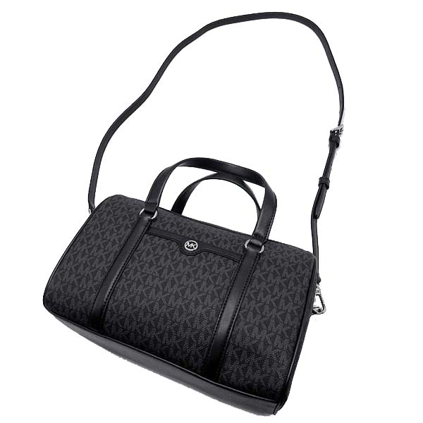 Michael Kors Jet Set Travenuel Medium Signature Logo Satchel Black # 35S4STFS8B