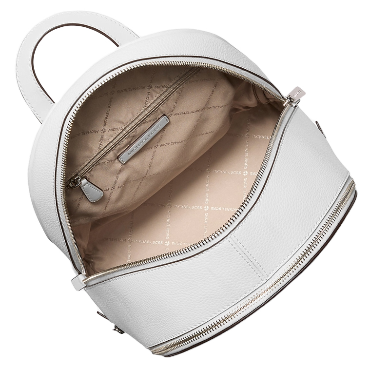 Michael Kors Rhea Medium Pebbled Leather Backpack Optic White # 35T5SM9M1L