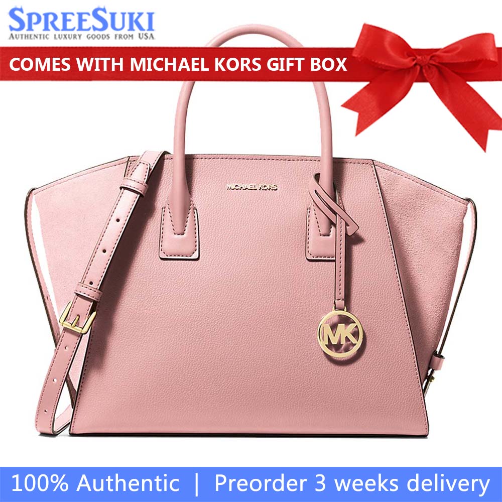 Michael Kors Avril Large Leather And Suede Satchel Powder Blush # 35F4G4VS3L