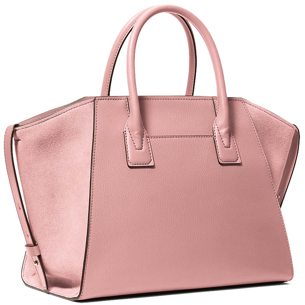 Michael Kors Avril Large Leather And Suede Satchel Powder Blush # 35F4G4VS3L