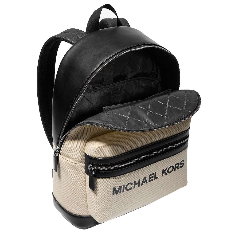 Michael Kors Cooper Two-Tone Canvas Dome Backpack Natural Black # 37S5LCOB2C