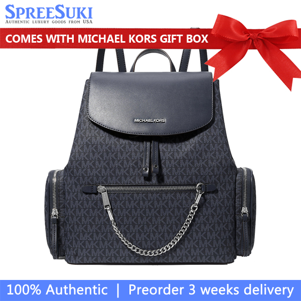 Michael Kors Jet Set Large Signature Logo Backpack Admiral # 35T1STTB3B