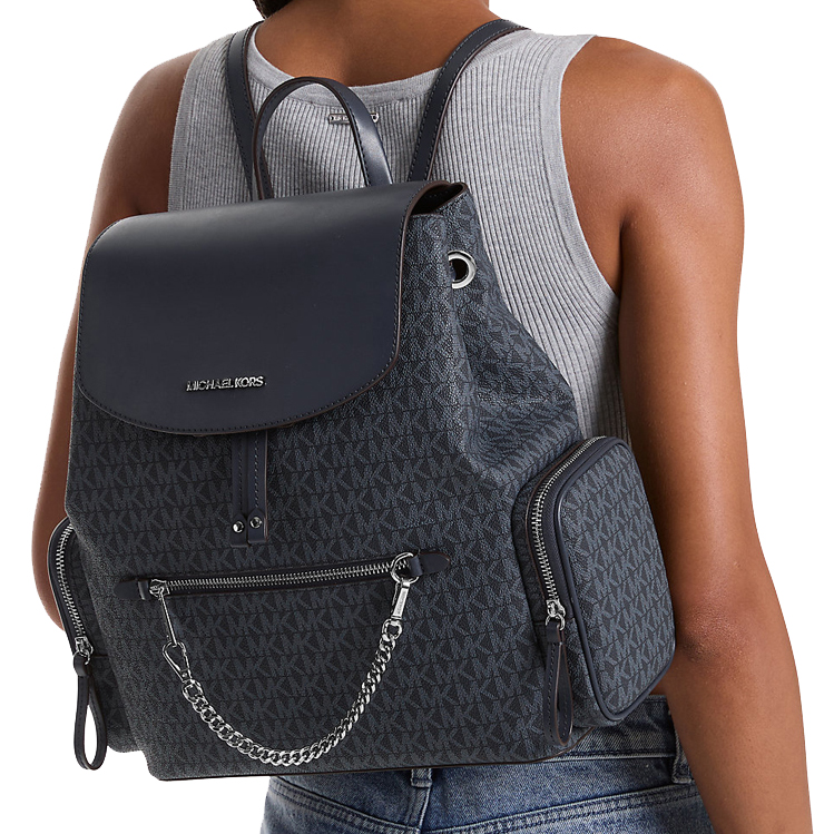 Michael Kors Jet Set Large Signature Logo Backpack Admiral # 35T1STTB3B