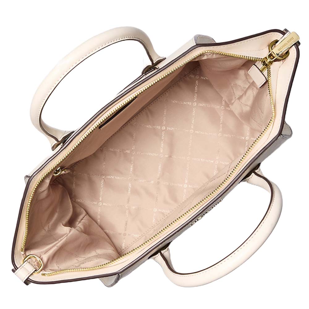 Michael Kors Avril Large Leather And Suede Satchel Light Cream # 35F4G4VS3L