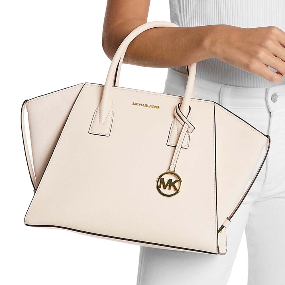 Michael Kors Avril Large Leather And Suede Satchel Light Cream # 35F4G4VS3L