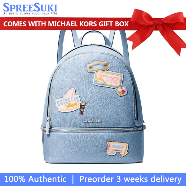Michael Kors Rhea Medium Embellished Backpack Light Sky # 35T5SRAB2I