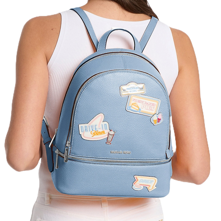 Michael Kors Rhea Medium Embellished Backpack Light Sky # 35T5SRAB2I