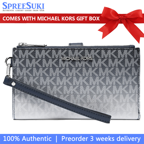 Michael Kors Jet Set Large Ombré Signature Logo Wristlet Navy # 35R5STVW3V