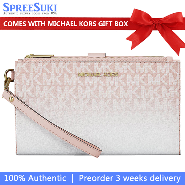 Michael Kors Jet Set Large Ombré Signature Logo Wristlet Powder Blush # 35S5GTVW3V