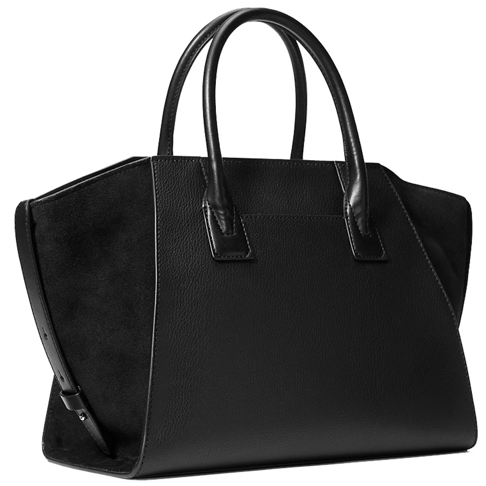 Michael Kors Avril Large Leather And Suede Satchel Black # 35F4G4VS3L