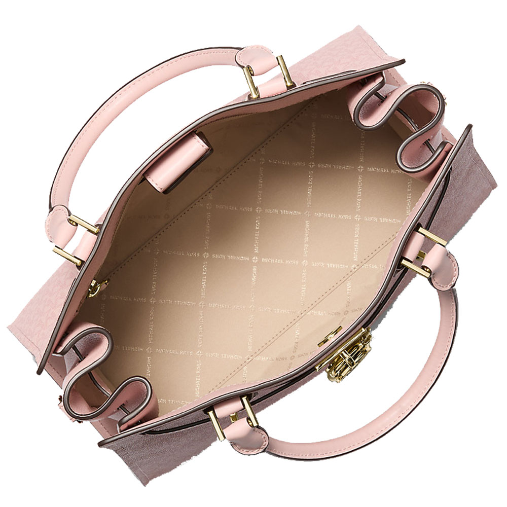 Michael Kors Hamilton Medium Signature Logo Satchel Powder Blush # 35T5GHMS2B
