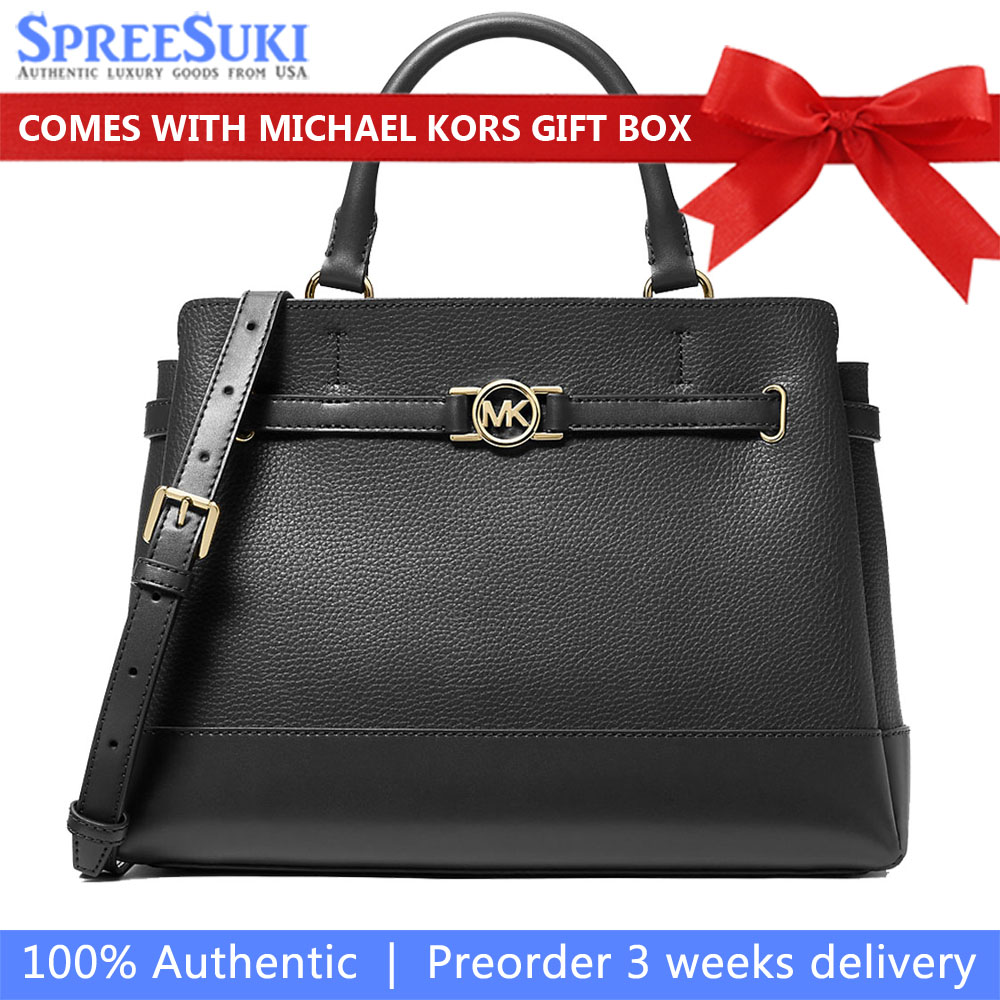 Michael Kors Reed Large Pebbled Leather Satchel Black # 35F4G6RS3T