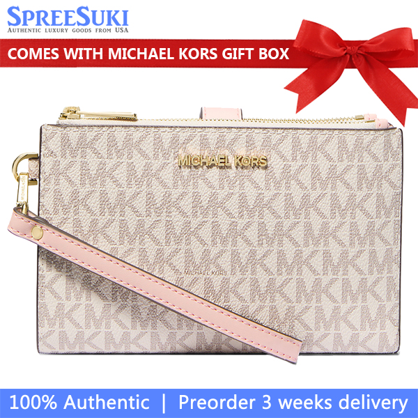 Michael Kors Jet Set Travel Double Zip Wristlet Wallet Pwd Blsh Mlt # 35F8GTVW0B