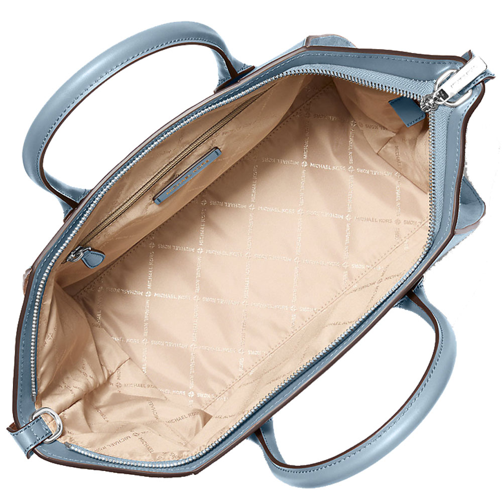 Michael Kors Avril Large Leather And Suede Satchel Pale Blue # 35F4S4VS3L