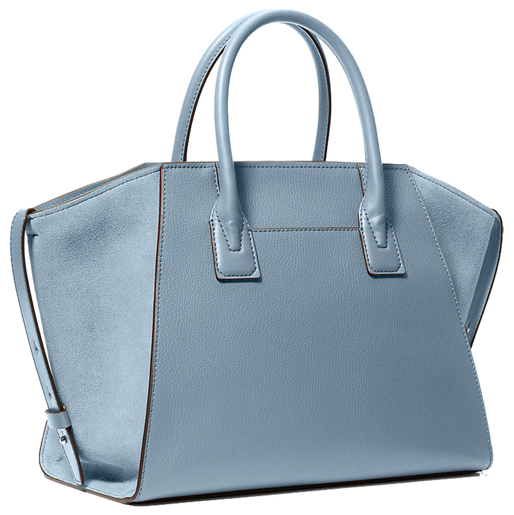 Michael Kors Avril Large Leather And Suede Satchel Pale Blue # 35F4S4VS3L