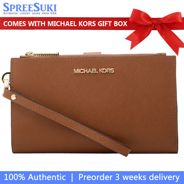 Michael Kors Phone Wallet Jet Set Travel Large Double Zip Wristlet Luggage # 35F8GTVW0L