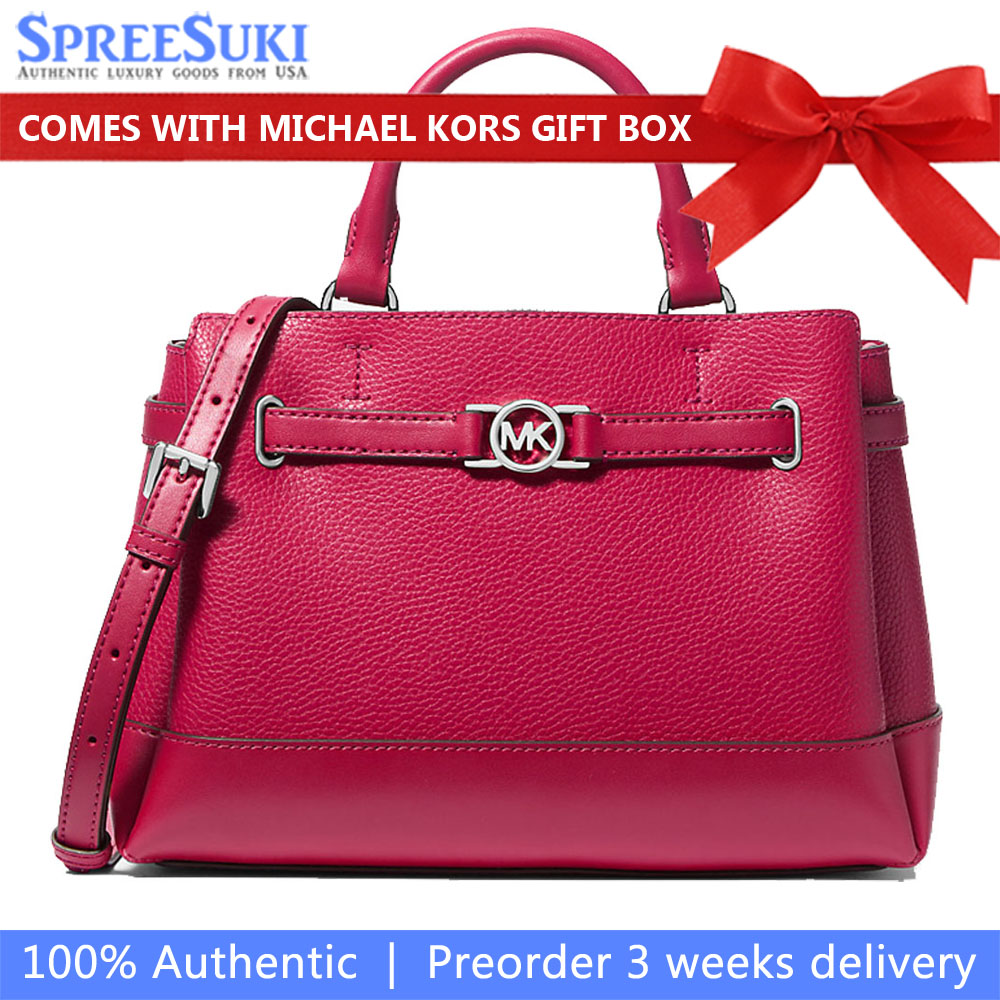 Michael Kors Reed Small Pebbled Leather Satchel Dark Raspberry # 35F4S6RS1T