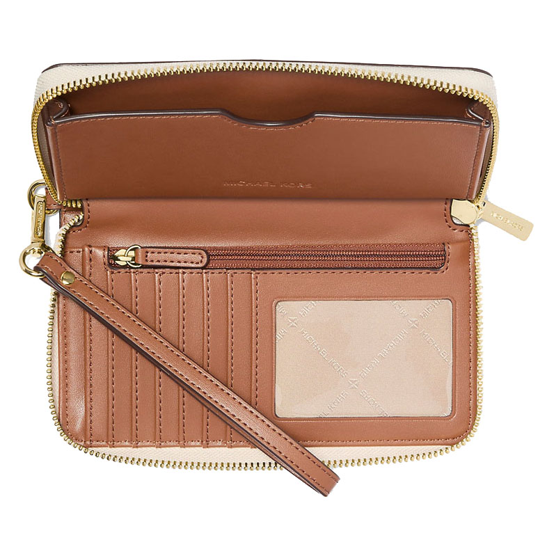 Michael Kors Phone Wallet Jet Set Travel Large Flat Multifunctional Phone Case Wristlet Vanilla # 35F8GTVW9B