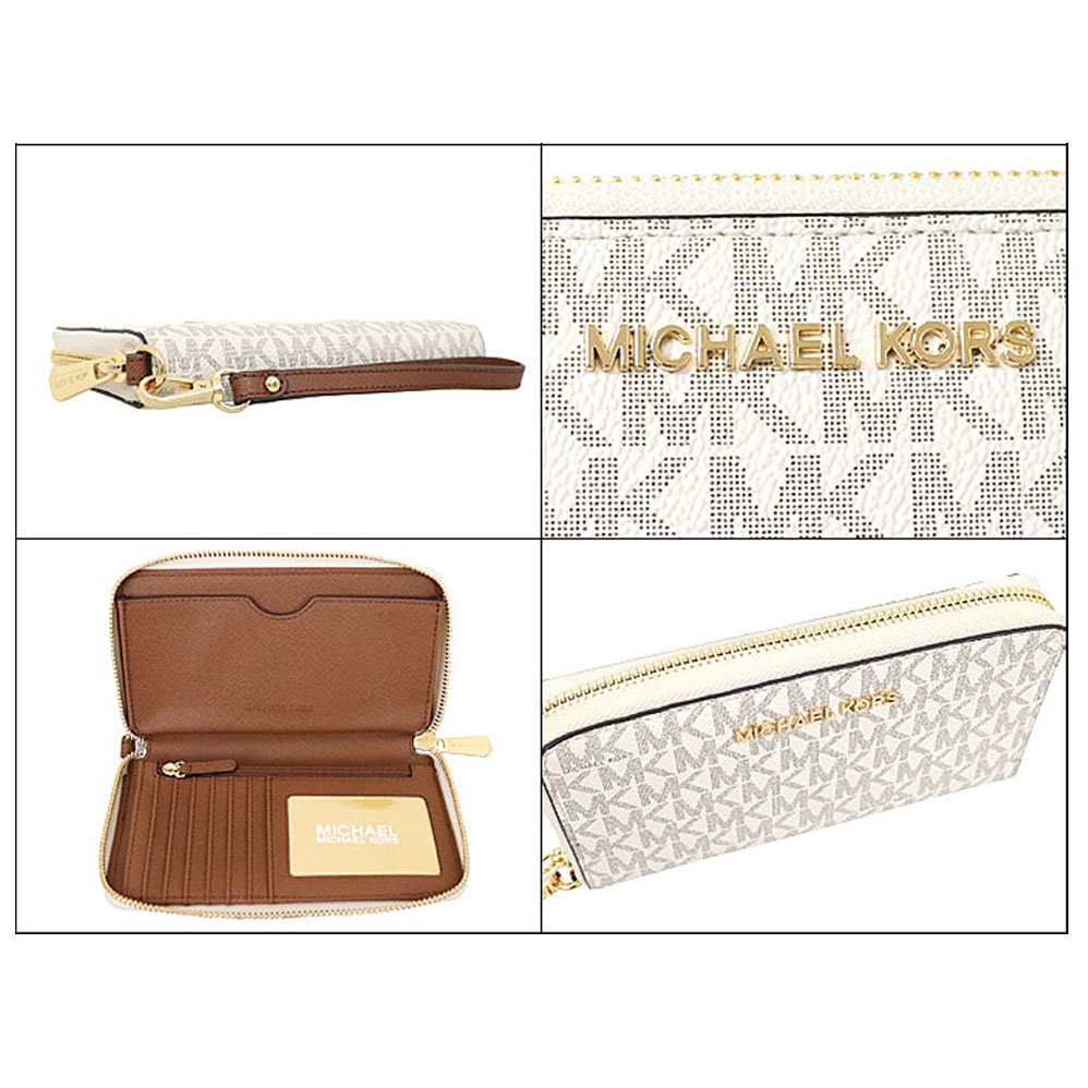 Michael Kors Phone Wallet Jet Set Travel Large Flat Multifunctional Phone Case Wristlet Vanilla # 35F8GTVW9B