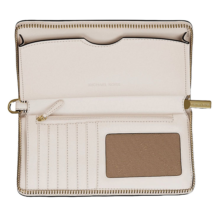 Michael Kors Long Wallet Pebble Leather Jet Set Travel Large Flat Multifunction Phone Lt Cream # 35S9GTVE7L