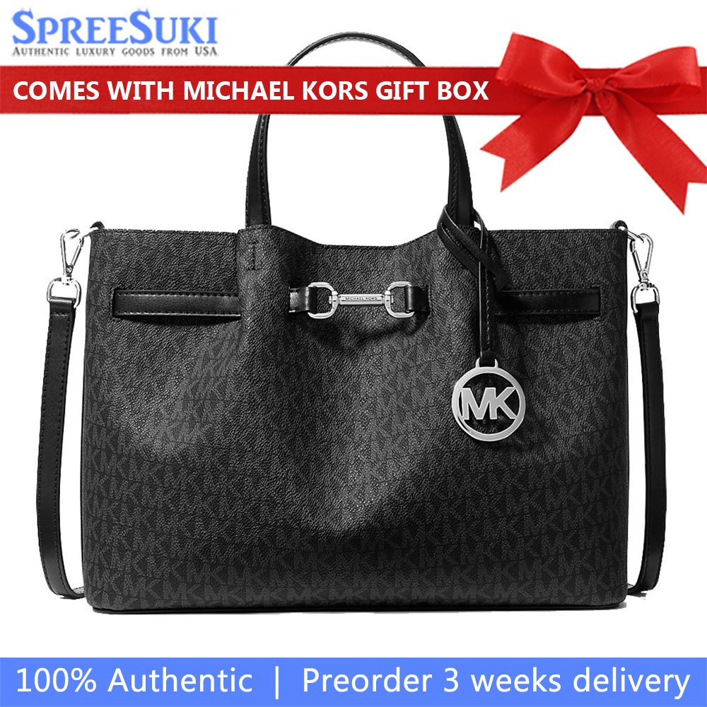 Michael Kors Carson Medium Signature Logo Satchel Black # 35S5S2ZS3B