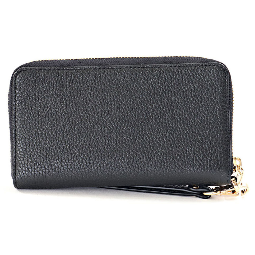 Michael Kors Long Wallet Pebble Leather Jet Set Travel Large Flat Multifunction Phone Case Wristlet Black # 35S9GTVE7L