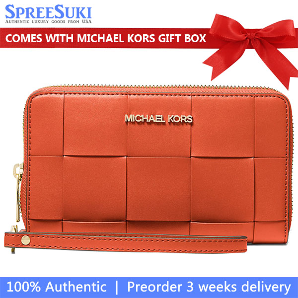 Michael Kors Large Woven Smartphone Wristlet Red Clay # 35S4GTVE3Y