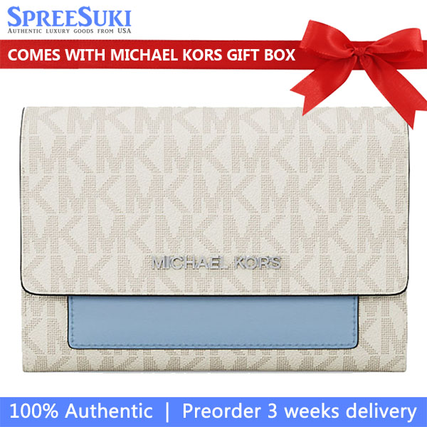 Michael Kors Jet Set Medium Signature Logo 2-In-1 Wallet Lt Sky Mlt # 35T5SJ6Z2B