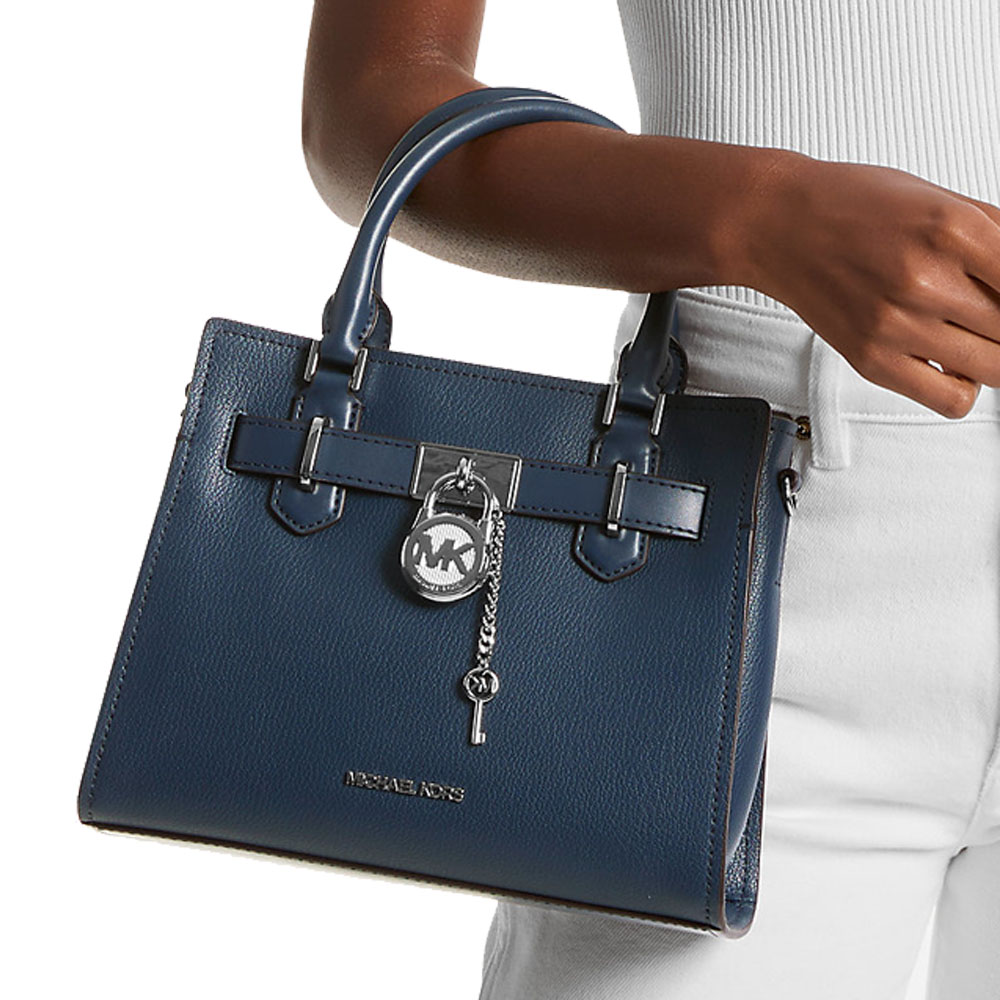 Michael Kors Hamilton Small Leather Satchel Navy # 35S3SHMS1L