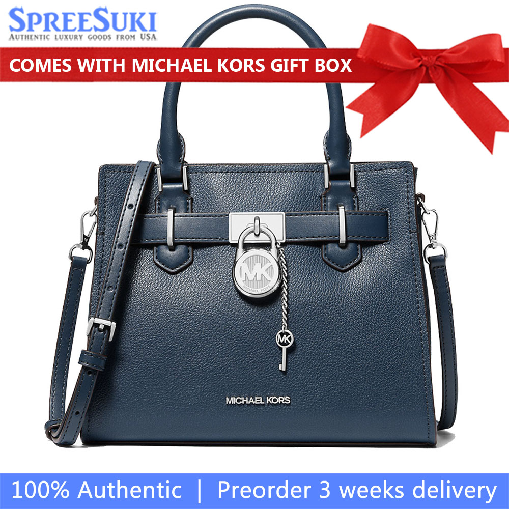 Michael Kors Hamilton Small Leather Satchel Navy # 35S3SHMS1L