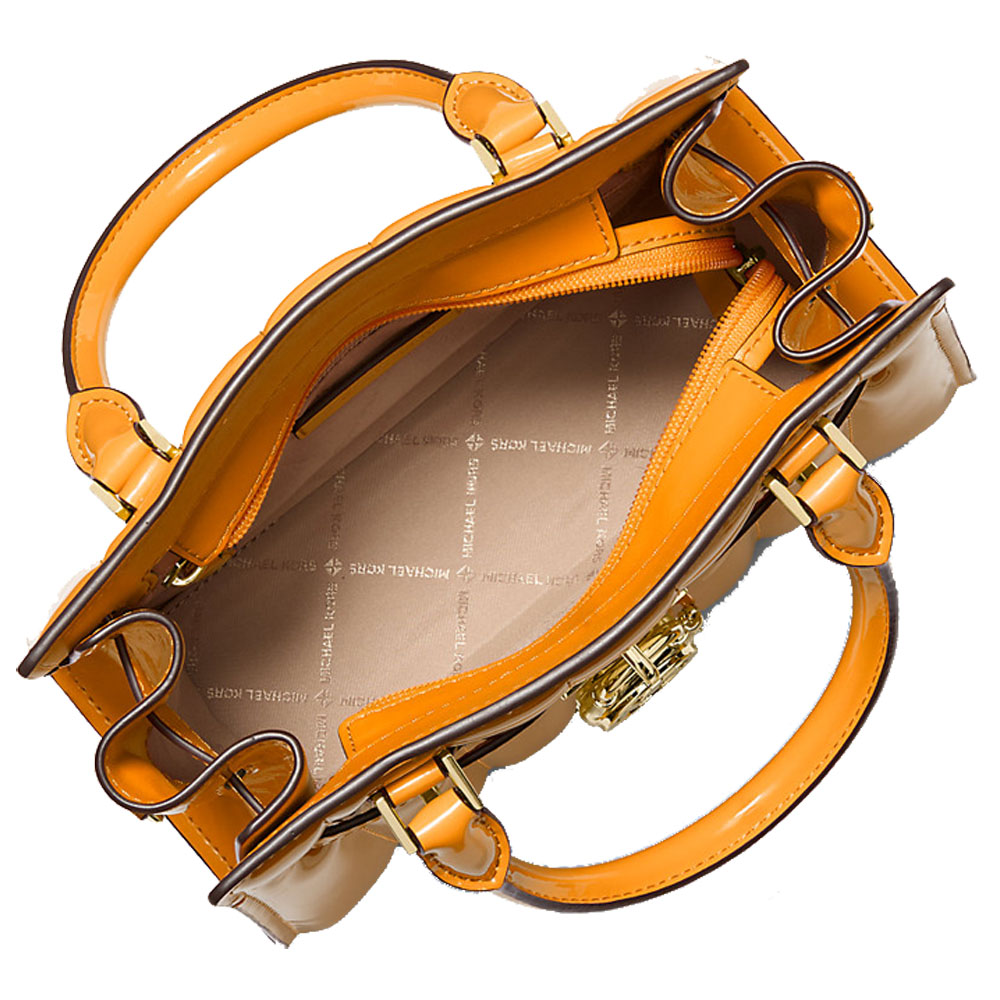 Michael Kors Hamilton Small Patent Satchel Pop Orange # 35T5GHMS1A