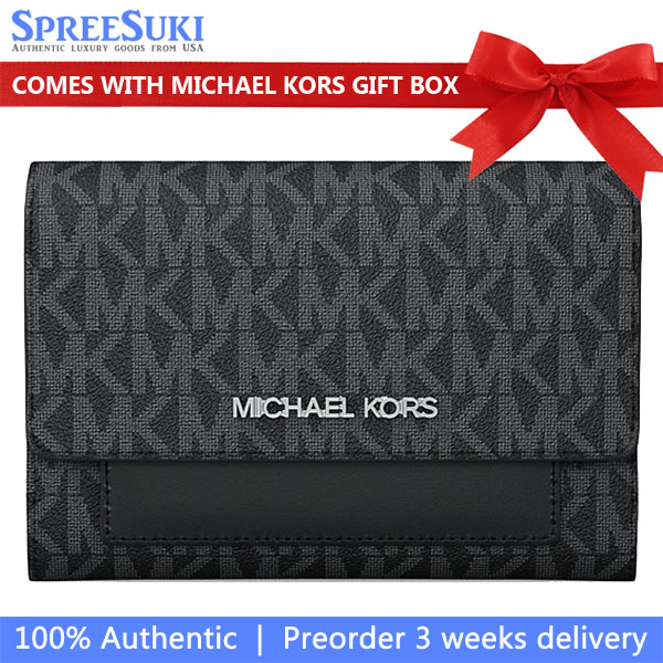 Michael Kors Jet Set Medium Signature Logo 2-In-1 Wallet Black # 35T5SJ6Z2B