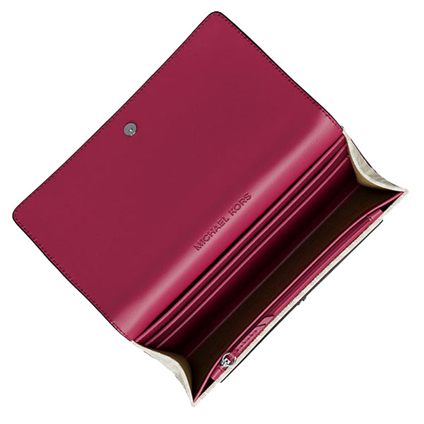 Michael Kors Jet Set Medium Signature Logo 2-In-1 Wallet Dark Raspberry Multi # 35T5SJ6Z2B