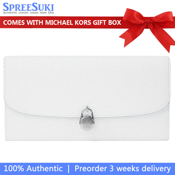 Michael Kors Hamilton Large Leather Continental Wallet Optic White # 35S5SHME9L