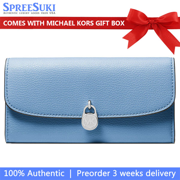 Michael Kors Hamilton Large Leather Continental Wallet Light Sky # 35S5SHME9L